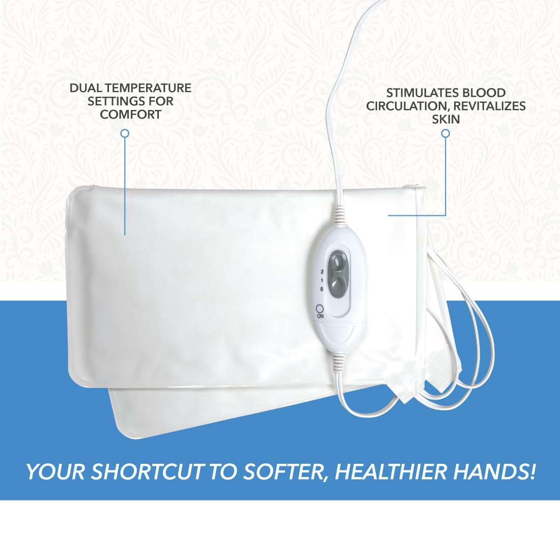 ForPro Premium Heated Mitts, Electric Thermal Moisturizing Hand Warmers for Spa Treatments, Dual Temperature Settings, 1-Pair