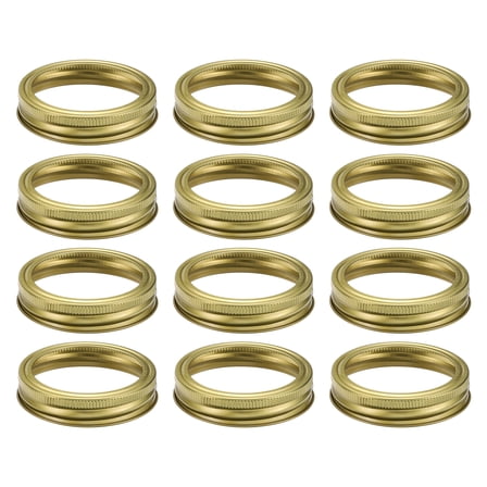 Uxcell 12Pcs Canning Rings Regular Mouth, 70mm Metal Canning Jar Rings for Mason Jar Golden