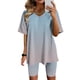 thumbnail image 3 of Blusas para las Mujeres Casual, Cuello en V de Manga Corta Impresa Superior Y Suelto Pantalones Cortos, Conjuntos de Moda de Verano, 3 of 4