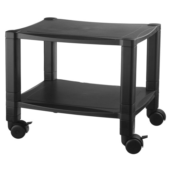 Kantek Mobile Printer Stand Cart, 2 Shelf with Drawer, Adjustable Height, Cable Management, Locking Casters, 17" x 13.25" x 14.12"