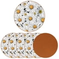 thumbnail image 2 of Daisy 6PCS Round Microfiber Leather Coasters, 11x11 cm/4.3x4.3 in, Drink Coasters for Home and Office, Set of 6 Coasters in Black Color, 2 of 6