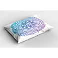thumbnail image 2 of Ambesonne Purple Mandala Pillow Sham 2 Pack, Gradient Floral, 26"x20", Blue Violet Azure Blue, 2 of 3