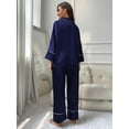 thumbnail image 6 of WEHUSE Pajamas For Women Set Silk Pjs 2 Piece Satin Sleepwear Long Sleeve Button Down Lounge Sets With Pant, 6 of 7