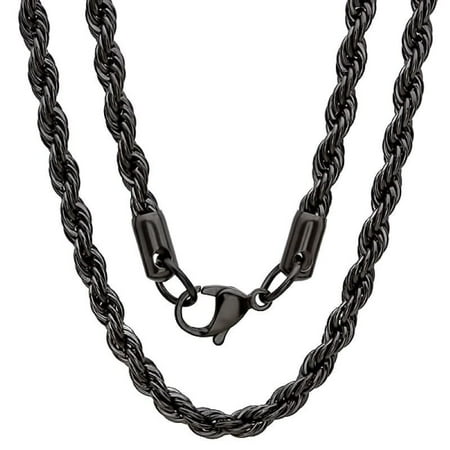 HMY JEWELRY Black Stainless Steel Men's IP Rope Chain Necklace