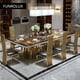 thumbnail image 2 of Mesas de comedor de mármol modernas Mesa de comedor grande para apartamento de acero inoxidable dorado rectangular moderno, 2 of 4