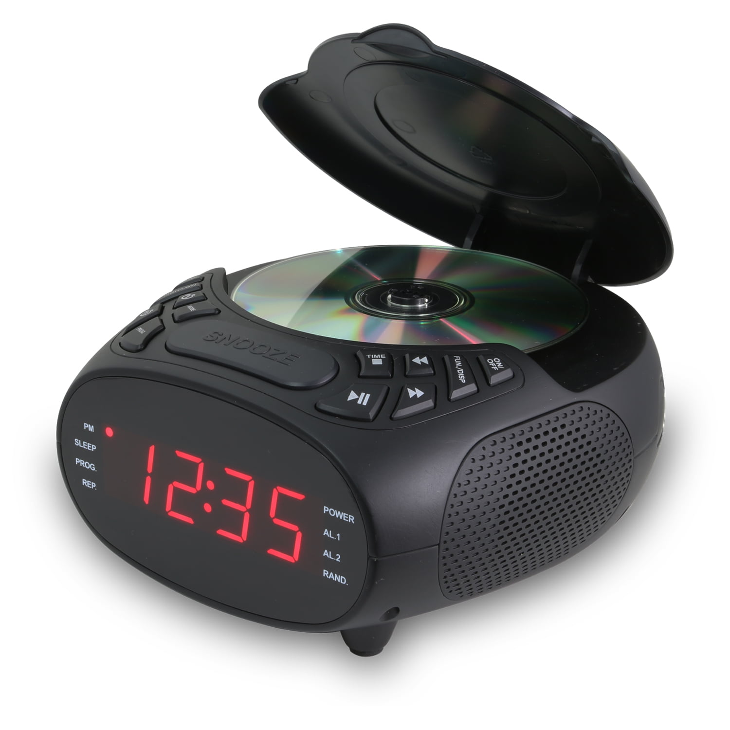 GPX 6724033 0.9 in AM & FM Clock Radio with CD Player Digital Plug-In Black 