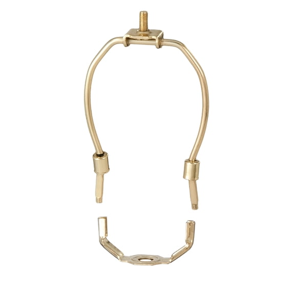 B&P Lamp® TINY 5 Inch Lamp Shade Harp Holder for Table and Floor Lamps, Brass Plated Steel Finish