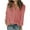 Pink, variant on Wyobmus Women's 3/4 Length Sleeve Linen Shirts Summer Casual Mock Neck Button Up Casual Tees Tops Solid Color Loose Fit Cute Ruched Basic Flowy T Shirt Gray