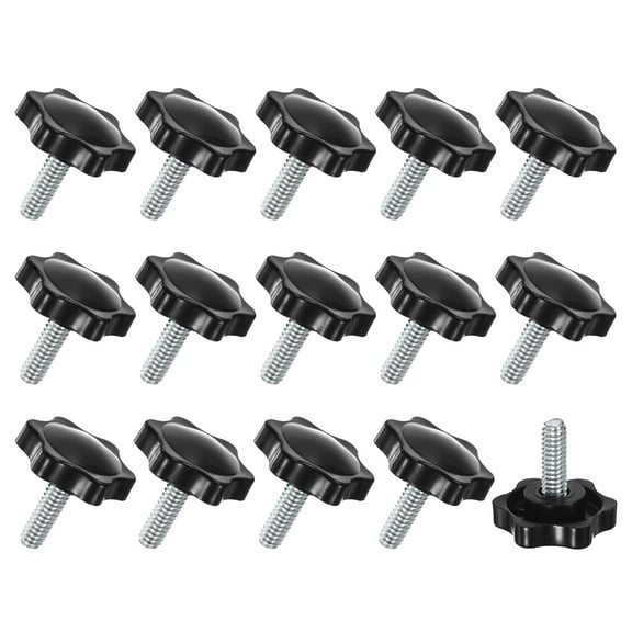 Uxcell 15-Pack Star Clamping Knobs, 1/4"x16mm Hand Tightening Screws Handle 32mm