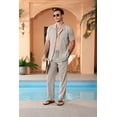 thumbnail image 3 of Welanxin Men 2 Piece Beach Vacation Outfit,Lightweight Button Up Loose Shirt Elastic Waist Baggy Pants Suit, 3 of 10