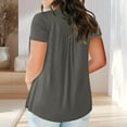 thumbnail image 4 of Olyvenn Stylish Plus Size Summer Tops for Women V-Neck Tunic Tops Short Sleeve Blouses Casual Basics Solid Henley Shirts Gray XL, 4 of 7