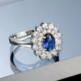 thumbnail image 3 of Oval Cut Blue Zirconia AAA White Cz Flower Band Womens 925 Silver Ring Size 6-10, 3 of 5