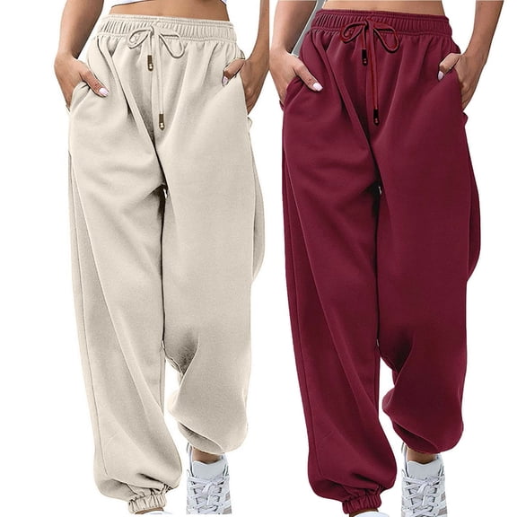 Auralook Wide Leg Sweat Pants for Womens High Waisted Baggy Sweatpants Casual Drawstring Workout Pants with Pockets