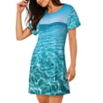 thumbnail image 2 of Disketp Crystal Clear Ocean Waves para Camisón Corto de Manga Corta para Mujeres, Camisón Cómodo con Escote Redondo, Bonito y Confortable, 2 of 6