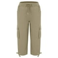 thumbnail image 3 of Womens Cargo Pants with Multi-Pockets,Athletic Capri Pant Stretchy Elastic Waist Carpenter Trouser with Pockets, 3 of 4