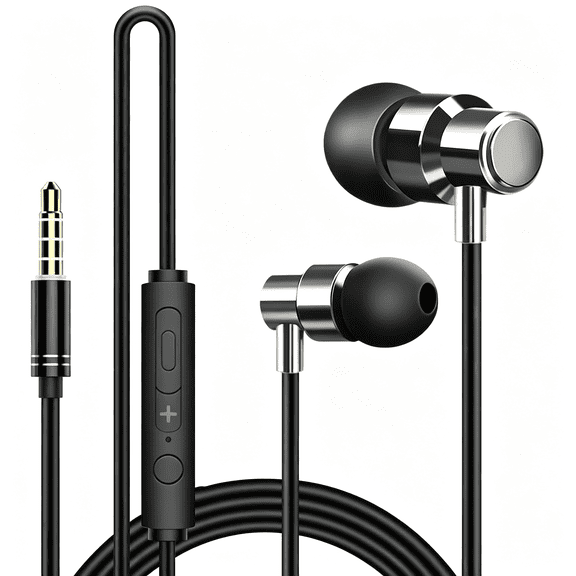 GJX Earbuds with Long Cord 6 Ft 3.5Mm Wired Headphones with Microphone Noise Cancelling Earphone Call Volume Control 3.5 Mm Jack Ear Buds for Laptop Tv Pc Chromebook Stereo Plug in