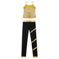 thumbnail image 4 of YUUMIN Kids Girls 2 Piece Summer Outfit Gym Yoga Dance Workout Sets Sleeveless Metallic Tank Top with Gold 8, 4 of 6