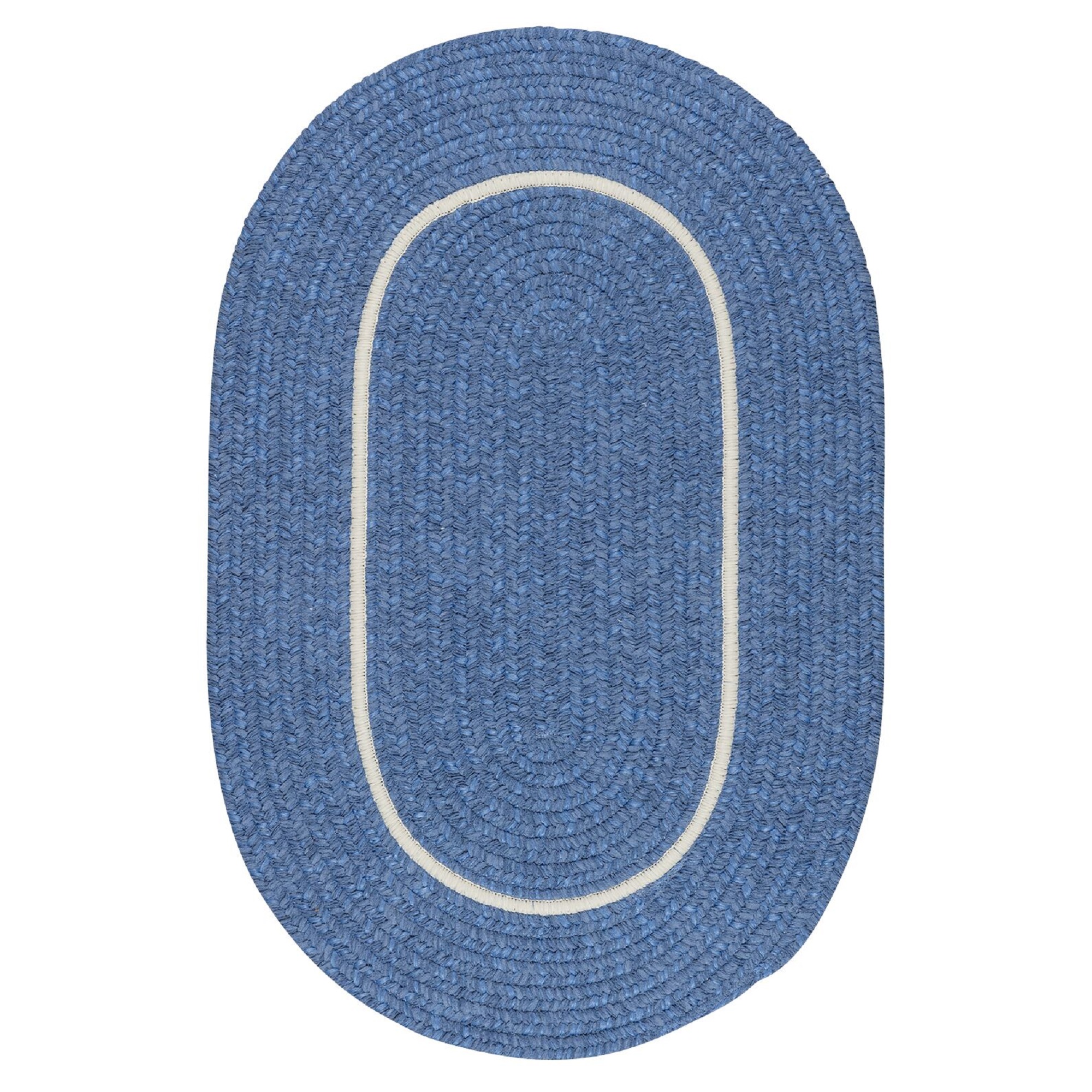 7' x 9' Blue and White Oval Area Throw Rug