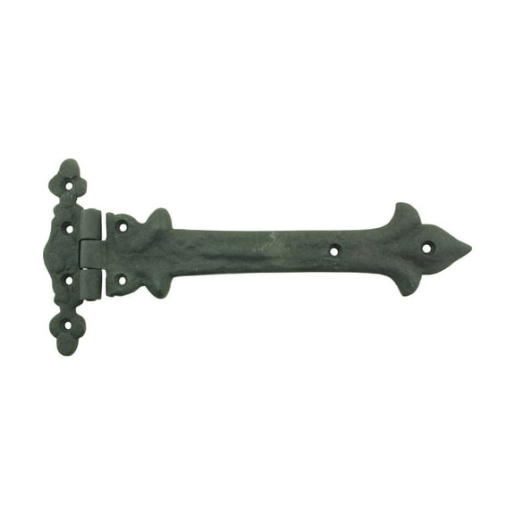 Renovators Supply Black Wrought Iron Strap Hinge 9 in Southern Charm Style Spear Tip Flush Mount Heavy Duty Strap Gate and Door Hinges w/Hardware
