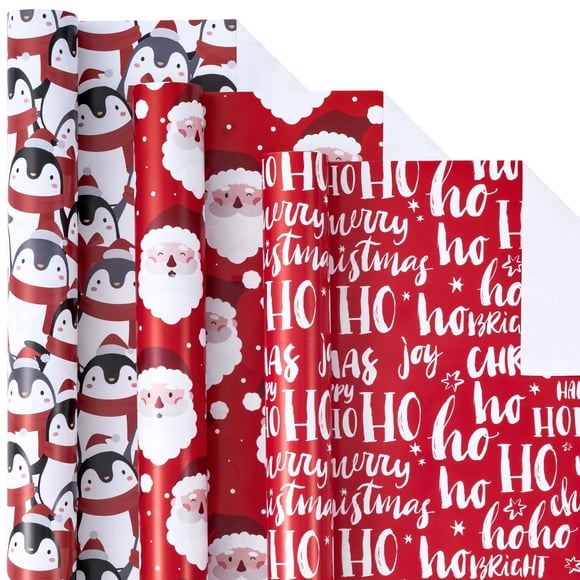 Rollo de papel navideño LeZakaa, 3 unidades, 43 x 305 cm