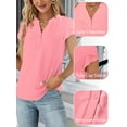 thumbnail image 3 of VDJ Women Blouses Summer Short Sleeve Button V Neck Trendy Shirts Casual Dressy Tops for Ladies, 3 of 6