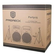 Proreck Party Portable 15 2000 Watt 2-Way Powered PA Speaker System Combo Set