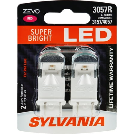Sylvania 3057R RED ZEVO LED Mini, 2 pack, Compatible with Multiple Cars