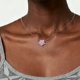 thumbnail image 3 of MENGLISI Light Pink Cubic Zirconia Five-Petal Flower Pendant Necklace for Women, White Gold Plated Copper, 3 of 7