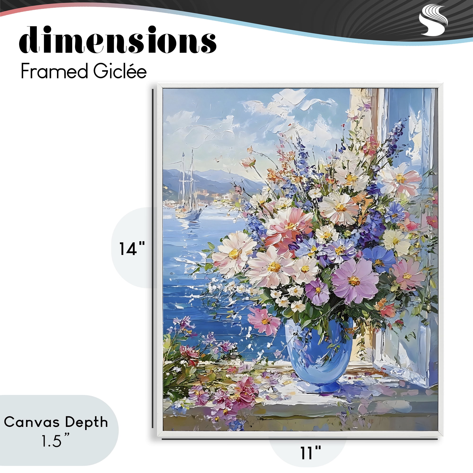 Stupell Industries Beautiful Bouquet on Ledge White Framed Giclee Art, design by Creative Studio