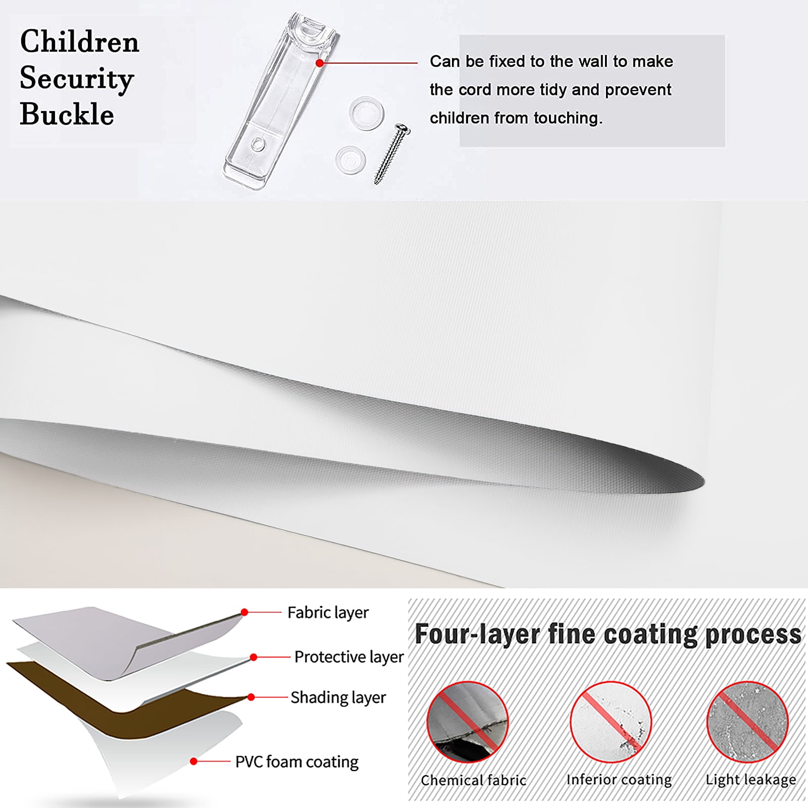 Keego No Drilling Roller Shades for Home Windows Shade UV Protection Blackout Privacy Customizable Color and Size White 29"W x 72"H