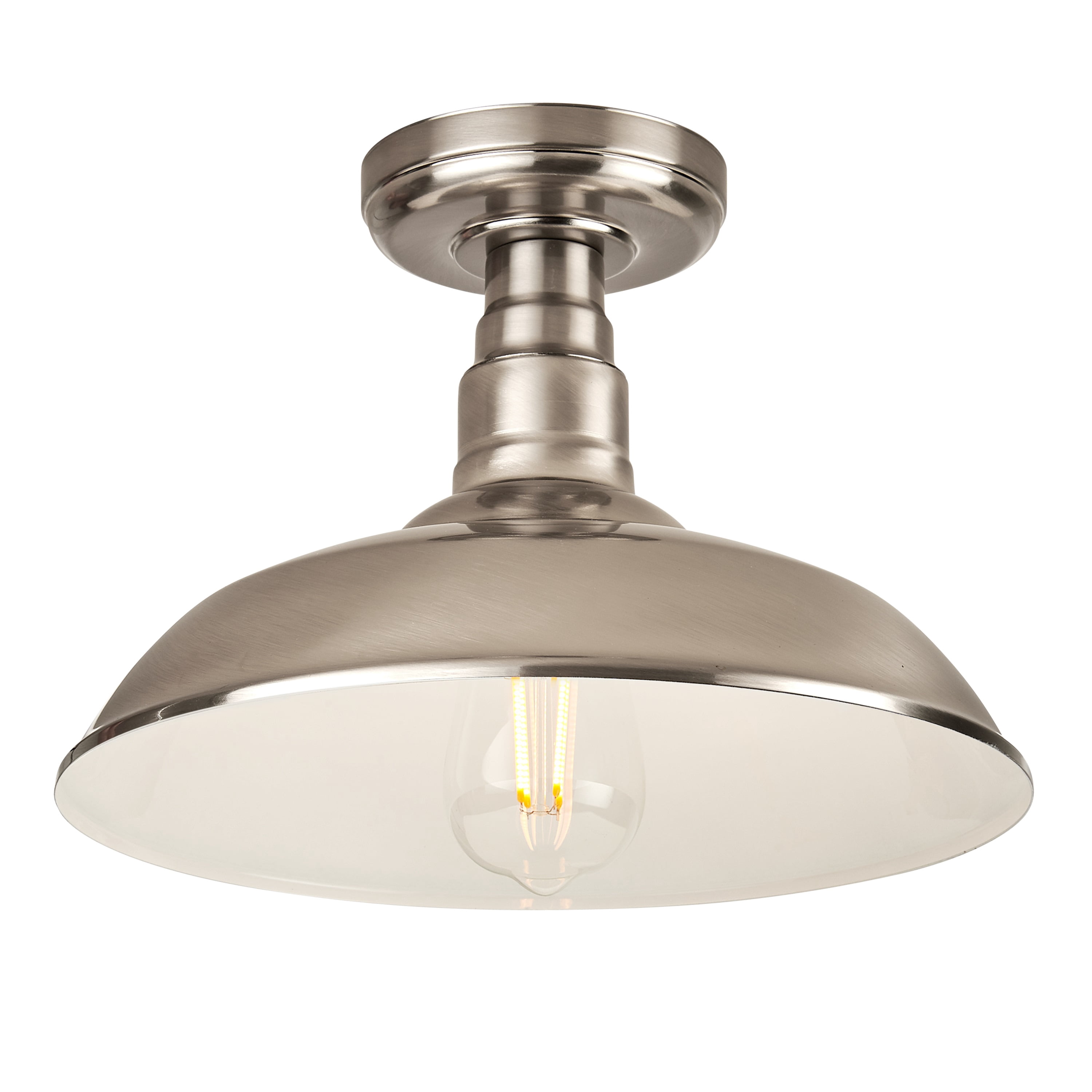 Better Homes & Gardens 12" Farmhouse Semi-Flush Ceiling Light, Satin Nickel, ST19 LED Bulb Included
