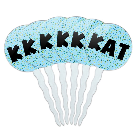 Kat Cupcake Picks Toppers - Set of 6 - Blue Speckles