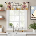 thumbnail image 2 of Groundhog Valance Curtain for Windows Watercolor Spring Yellow Purple Pink Floral Butterfly Linen Texture Rod Pocket Curtain Valances Short Window Treatments for Kitchen Bathroom Laundry 42 x 18 Inch, 2 of 9