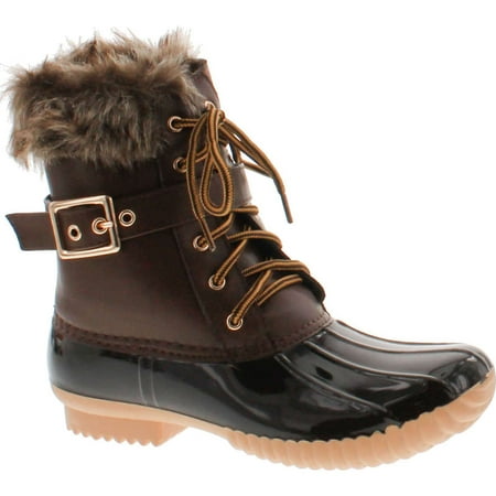 - Nature Breeze Duck-01 Women's Chic Lace Up Buckled Duck Waterproof Snow Boots