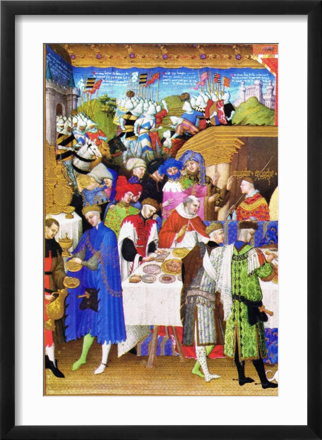 Art.com Le Tres Riches Heures Du Duc De Berry - January Art Print by Paul Herman & Jean Limbourg, Black Frame Wall Art, 17" x 23"