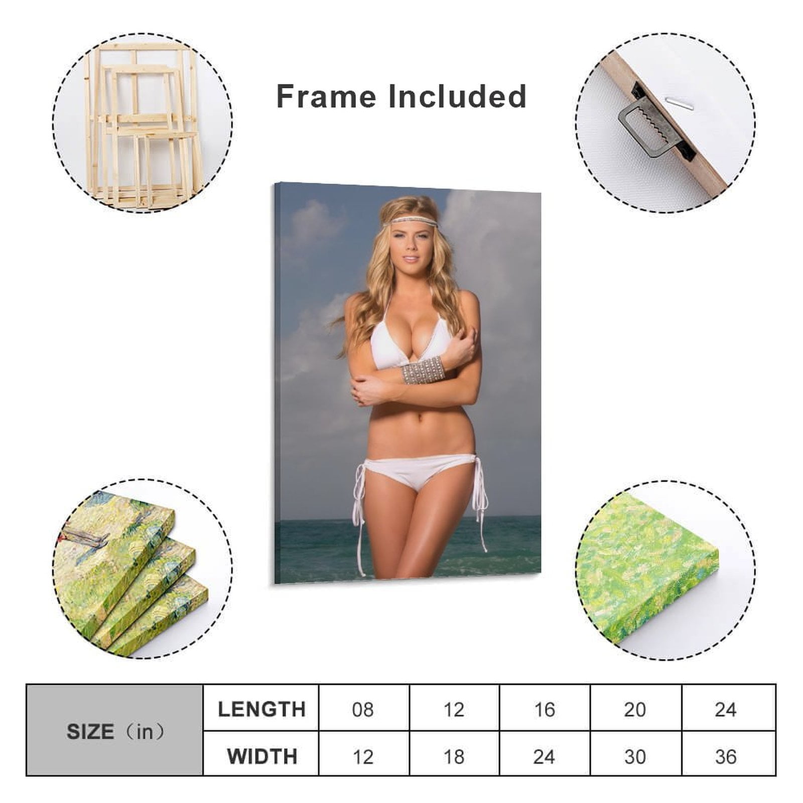 Charlotte McKinney - Poster Sexy De Bikini Modelo Big Boobs (14) Painting On Canvas Wall Art Poster Scroll Picture Print Living Room Walls Decor Home Posters 24x36inch(60x90cm)