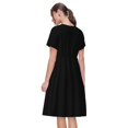 thumbnail image 2 of Bixox Robe d'Été à Manches Courtes pour Femmes Robe Ample Longueur Genou avec Poches-Noir, 2 of 7