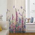 thumbnail image 5 of Watercolor Flowers Sheer Curtains 45 Inches Long, Retro Botanical Blooms Floral Butterfly Light Filering Curtains, Breathable Simi Curtain Privacy Drapes for Kitchen Bathroom Small Window Treatment, 5 of 9