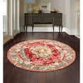 thumbnail image 1 of Alfombra Turca Decorativa Redonda Vintage Magenta Rooted Para Sala Recámara Cocina Hotel Oficina 150x150 cm, 1 of 4