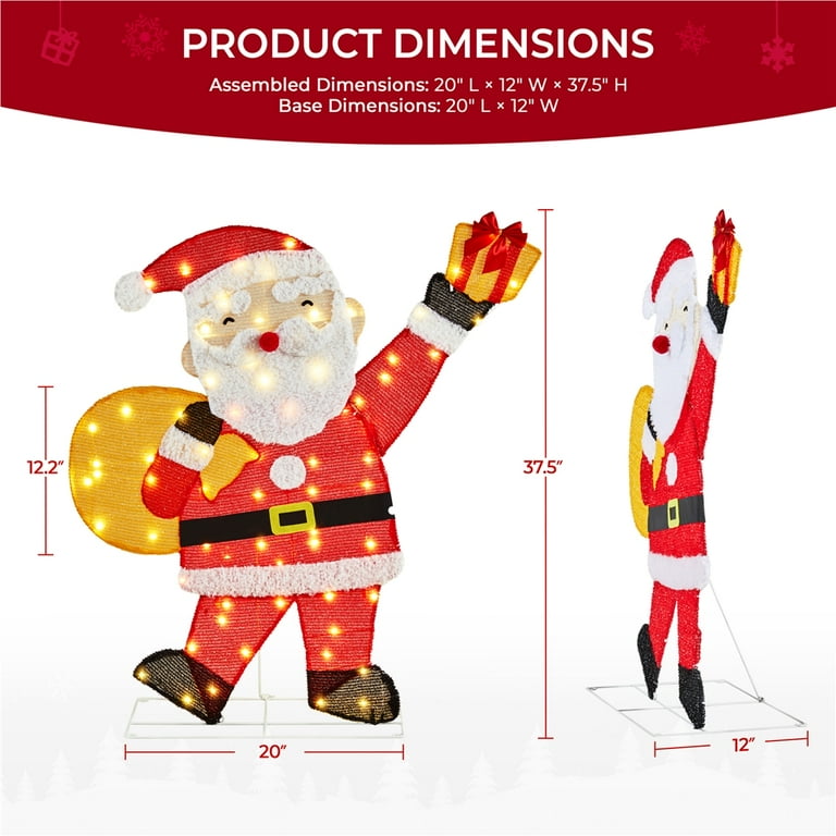 Alden Design 3Ft Pre Lit Christmas Santa Claus with LED