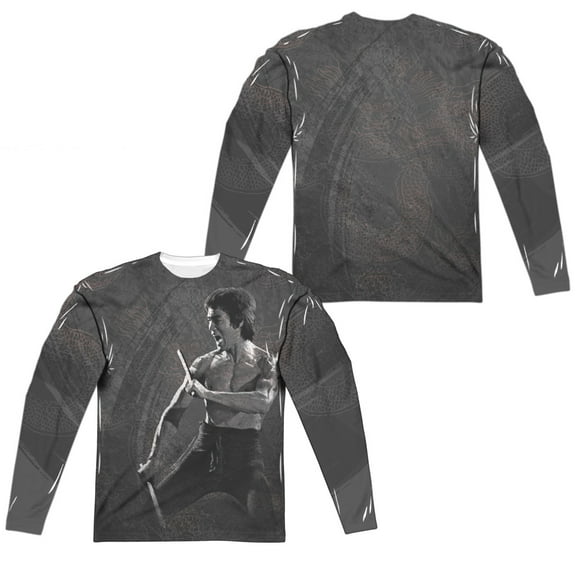 Bruce Lee - Dragon Print (Front/Back Print) - Regular Fit Long Sleeve Shirt - XXX-Large