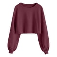 thumbnail image 5 of Women's Plus Size Corduroy Long Sleeve Crew Neck Top Cropped Loose Casual, 5 of 9