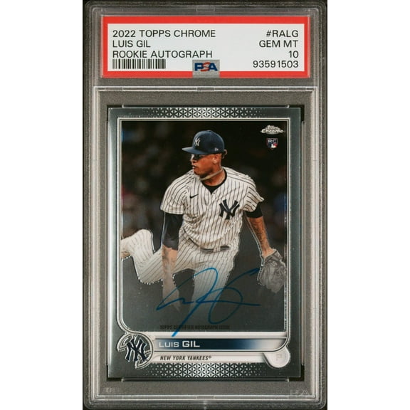 Graded 2022 Topps Chrome Luis Gil #RALG Rookie Autograph Rookie RC Baseball Card PSA 10 Gem Mint