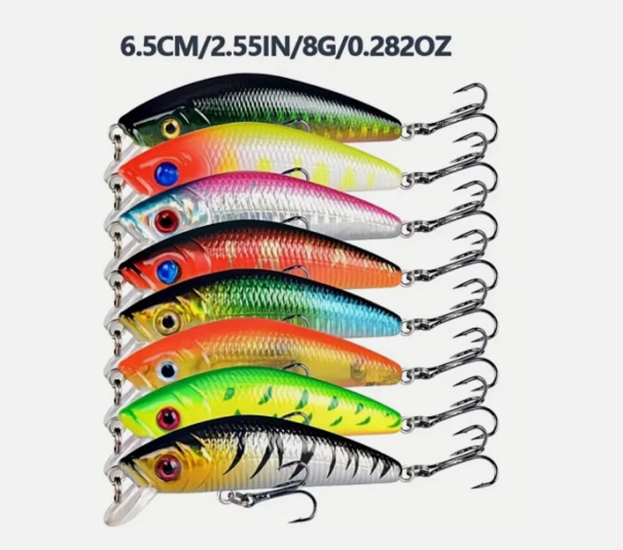 56PCS Mixed Fishing Lures Set Bionic Minnow Hard Artificial Bait Crankbait Kit for Bass Trout Freshwater Fishing
