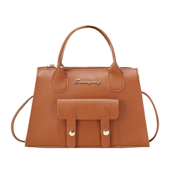 Purse and Handbags for Women PU Leather Tote Satchel Shoulder Bag Top Handle Crossbody Bags with Zipper ang Shoulder Starp Brown