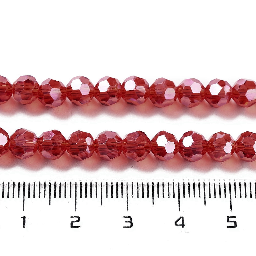 20strands Electroplate Transparent Glass Beads Strands Faceted(32 Facets) Round Pearl Luster FireBrick 6mm Hole: 1mm about 98~100pcs/strand 20.39~20.59 inch(51.8~52.3cm)