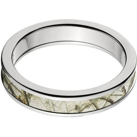 4mm Half-Round Titanium Ring with a RealTree Snow Camo Inlay