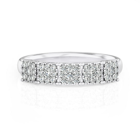 DIAMOND CLUB 49/100 Carat Lab Grown Diamond Round Ring 14K White Gold (VS1, F Color), Cluster Style Ring