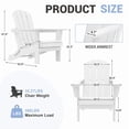 thumbnail image 2 of FUNDAZE Foldable Adirondack Chair, HDPE Wide Seat Outdoor Patio Chair for Garden & Poolside, White, 2 of 7