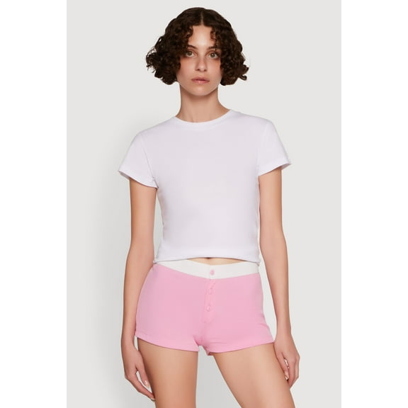 Womens Trendy Ribbed Knit Sleep Shorts